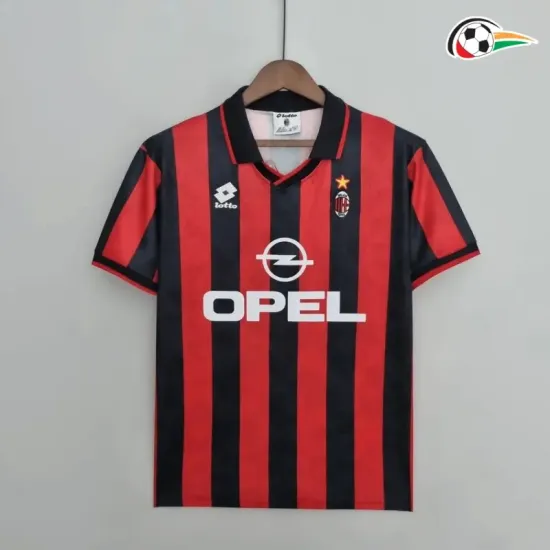 AC Milan Camiseta Futebol Local Primeiro Kit 1995/96 Classicas AC Milan Camiseta Futebol Local Primeiro Kit 1995/96 Classicas