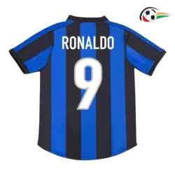 Camisa RONALDO 9 Inter de Milan Qualidade Premium Home Primeiro Kit 1999/00 Retro Azul/Preto