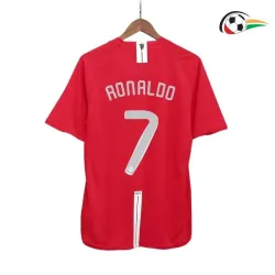 Camiseta RONALDO 7 Manchester United Futebol Home 2007/08 Vintage Vermelha