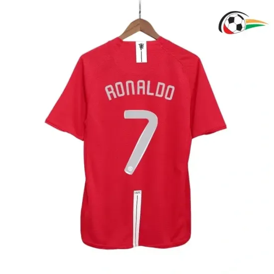 Camiseta RONALDO 7 Manchester United Futebol Home 2007/08 Vintage Vermelha Camiseta RONALDO 7 Manchester United Futebol Home 2007/08 Vintage Vermelha