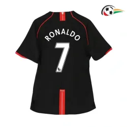 RONALDO 7 Manchester United Camisa Qualidade TAILANDESA Visitante Segundo Kit 2007/08 Retro Preta