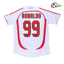 Camisola RONALDO 99 AC Milan Futebol Away Segundo Kit 2006/07 Retro Classicas Branca