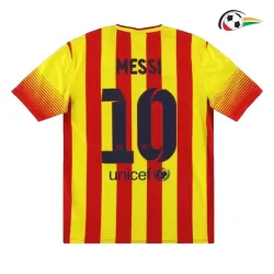 Camisola MESSI 10 Barcelona Futebol Away Segundo Kit 2013/14 Retro Classicas Vermelho/Amarelo
