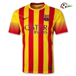 Camisola MESSI 10 Barcelona Futebol Away Segundo Kit 2013/14 Retro Classicas Vermelho/Amarelo
