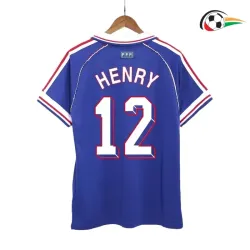 Equipacione HENRY 12 Francia Qualidade Premium Home Primeiro Kit 1998 Classicas Azul