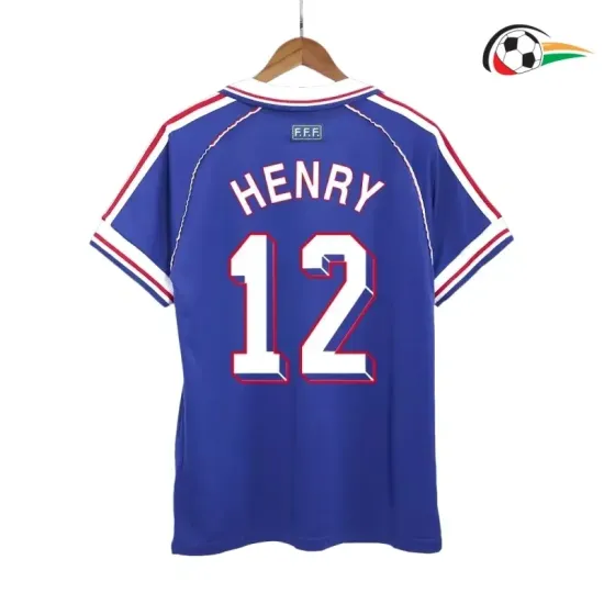Equipacione HENRY 12 Francia Qualidade Premium Home Primeiro Kit 1998 Classicas Azul Equipacione HENRY 12 Francia Qualidade Premium Home Primeiro Kit 1998 Classicas Azul