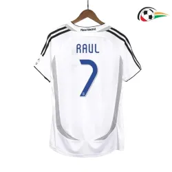 RAUL 7 Real Madrid Camiseta Baratas Primeiro Kit 2006/07 Vintage Branco