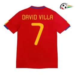 DAVID VILLA 7 España Camisola Baratas Primeiro Kit 2010 Retro Classicas Vermelho