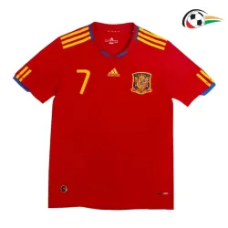 DAVID VILLA 7 España Camisola Baratas Primeiro Kit 2010 Retro Classicas Vermelho