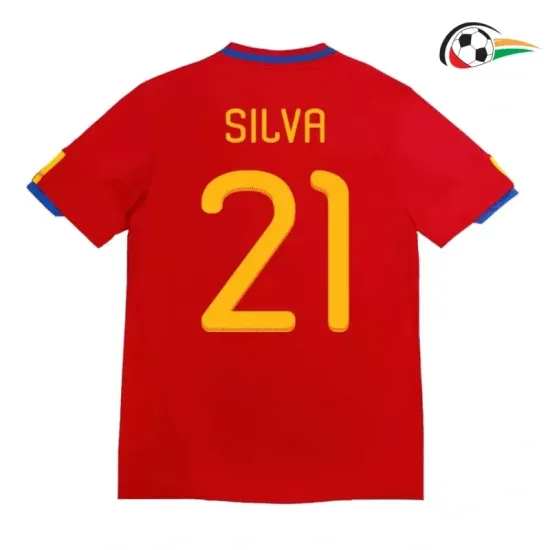 SILVA 21 España Camiseta Qualidade AAA Home Primeiro Kit 2010 Vintage Vermelho SILVA 21 España Camiseta Qualidade AAA Home Primeiro Kit 2010 Vintage Vermelho