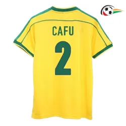 Camisola CAFU 2 Brasil Futebol Home 1998 Retro Classicas Amarelo