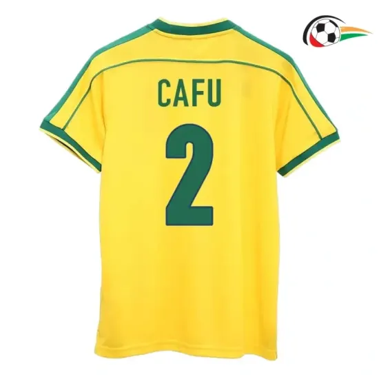 Camisola CAFU 2 Brasil Futebol Home 1998 Retro Classicas Amarelo