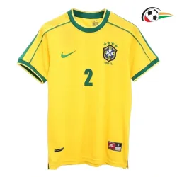 Camisola CAFU 2 Brasil Futebol Home 1998 Retro Classicas Amarelo