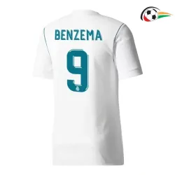 Camiseta BENZEMA 9 Real Madrid Qualidade AAA Local Primeiro Kit 2017/18 Vintage Branco