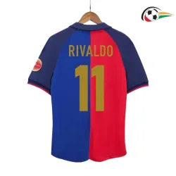 RIVALDO 11 Barcelona Camiseta Qualidade AAA Home 1999/00 Vintage Vermelho/Azul