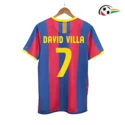 Camisa DAVID VILLA 7 Barcelona Replicas Local 2010/11 Retro Vermelho/Azul