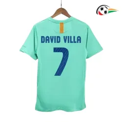 DAVID VILLA 7 Barcelona Camisa Qualidade Premium Visitante Segundo Kit 2010/11 Retro Verde