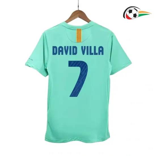 DAVID VILLA 7 Barcelona Camisa Qualidade Premium Visitante Segundo Kit 2010/11 Retro Verde DAVID VILLA 7 Barcelona Camisa Qualidade Premium Visitante Segundo Kit 2010/11 Retro Verde