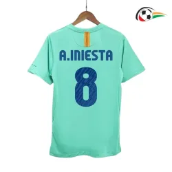 A.INIESTA 8 Barcelona Camiseta Futebol Away 2010/11 Vintage Verde