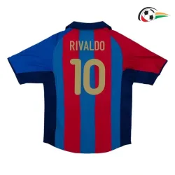 RIVALDO 10 Barcelona Camisola Futebol Local Primeiro Kit 2001/02 Retro Classicas Vermelho/Azul