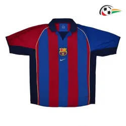 XAVI 6 Barcelona Camisa Replicas Home Primeiro Kit 2001/02 Retro Vermelho/Azul