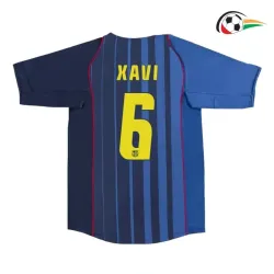 XAVI 6 Barcelona Camiseta Baratas Away Segundo Kit 2004/05 Vintage Azul