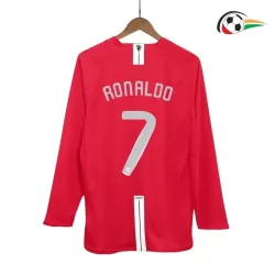 Camiseta Cristiano Ronaldo 7 Manchester United Futebol Visitante 2007/08 Vintage ML Vermelho