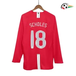 SCHOLES 18 Manchester United Camisa Qualidade Premium Local 2007/08 Retro ML Vermelho