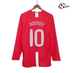 ROONEY 10 Manchester United Equipacione Replicas Home Primeiro Kit 2007/08 Classicas ML Vermelho