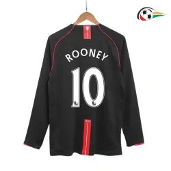 Camisola ROONEY 10 Manchester United Baratas Away Segundo Kit 2007/08 Retro Classicas ML Preto