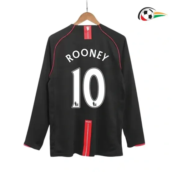 Camisola ROONEY 10 Manchester United Baratas Away Segundo Kit 2007/08 Retro Classicas ML Preto Camisola ROONEY 10 Manchester United Baratas Away Segundo Kit 2007/08 Retro Classicas ML Preto