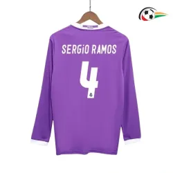 SERGIO RAMOS 4 Real Madrid Camisa Replicas Away 2016/17 Retro ML Roxo