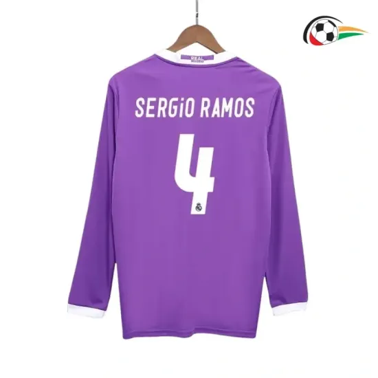 SERGIO RAMOS 4 Real Madrid Camisa Replicas Away 2016/17 Retro ML Roxo SERGIO RAMOS 4 Real Madrid Camisa Replicas Away 2016/17 Retro ML Roxo