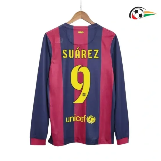 SUÁREZ 9 Barcelona Camisola Baratas Home Primeiro Kit 2014/15 Retro Classicas ML Vermelho/Azul SUÁREZ 9 Barcelona Camisola Baratas Home Primeiro Kit 2014/15 Retro Classicas ML Vermelho/Azul