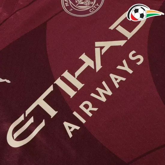 Camisa Manchester City Qualidade AAA Thrid Terceiro Kit 2024/25 Versão Jogador Vermelho