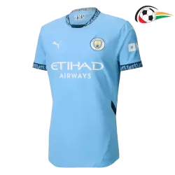 Equipacione Manchester City Futebol Primeiro Kit 2024/25 Versão Jogador Azul