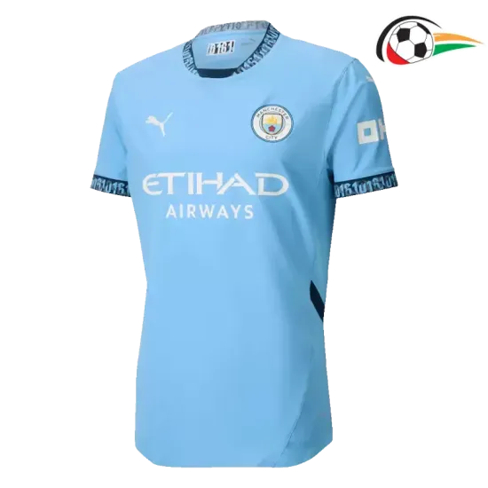 Equipacione Manchester City Futebol Primeiro Kit 2024/25 Versão Jogador Azul