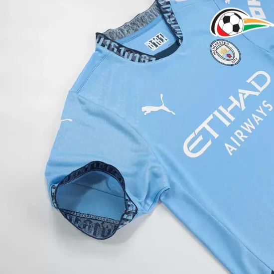 Equipacione Manchester City Futebol Primeiro Kit 2024/25 Versão Jogador Azul