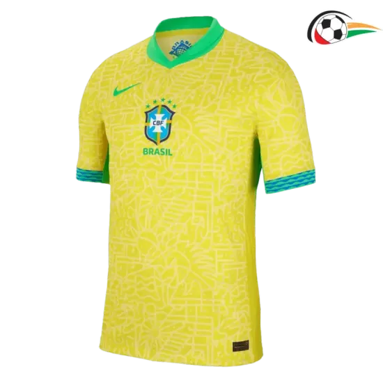 Brasil Camisola Qualidade Premium Home 2024 Versão Jogador Amarelo