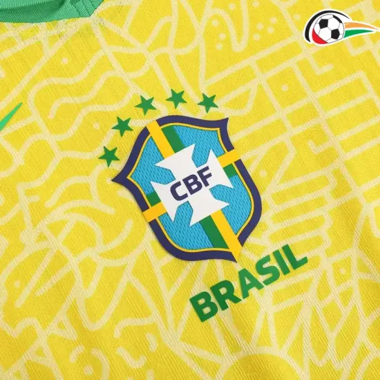 Brasil Camisola Qualidade Premium Home 2024 Versão Jogador Amarelo