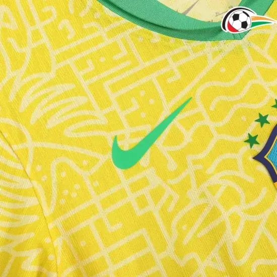 Brasil Camisola Qualidade Premium Home 2024 Versão Jogador Amarelo