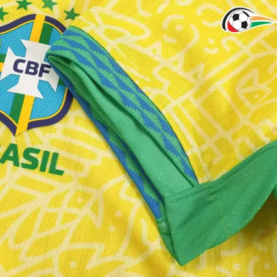 Brasil Camisola Qualidade Premium Home 2024 Versão Jogador Amarelo