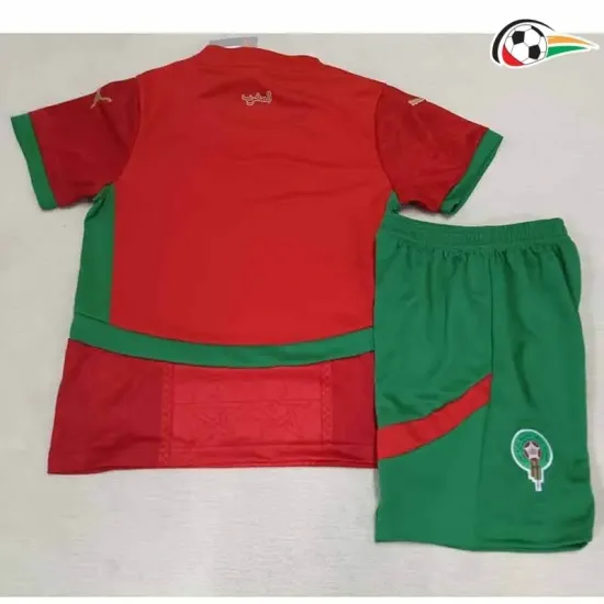 Marruecos Camisola Replicas Primeiro Kit 2025 Infantil Vermelho/Verde Marruecos Camisola Replicas Primeiro Kit 2025 Infantil Vermelho/Verde