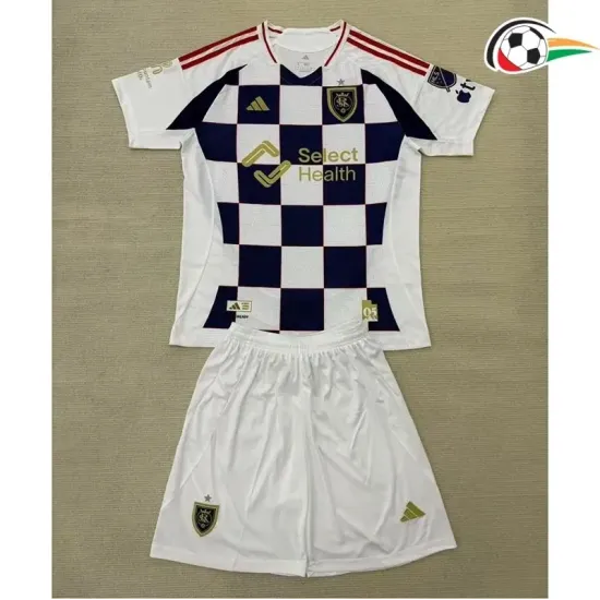 Real Salt Lake Equipacione Baratas Visitante 2025/26 Niños Branco/Preto