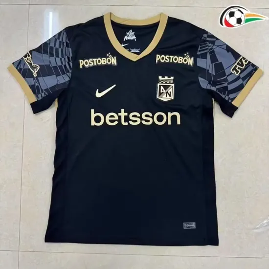 Camiseta Atlético Nacional Replicas Visitante Segundo Kit 2025/26 Preto