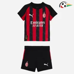 AC Milan Camiseta Qualidade TAILANDESA Home Primeiro Kit 2025/26 Infantil Vermelho/Preto