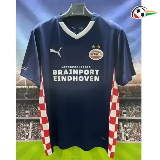 PSV Eindhoven Equipacione Futebol Visitante Segundo Kit 2025/26 Preto PSV Eindhoven Equipacione Futebol Visitante Segundo Kit 2025/26 Preto