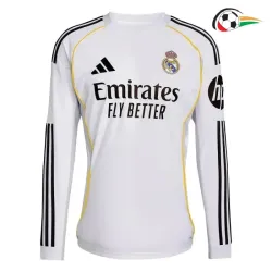 Camisola Real Madrid Replicas Primeiro Kit 2025/26 ML Branco