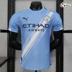 Camiseta Manchester City Replicas Local Primeiro Kit 2025/26 Jogador Azul 