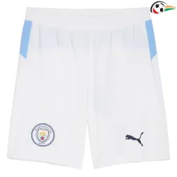 Shorts Manchester City Futebol Home 2025/26 Versão Jogador Branco
